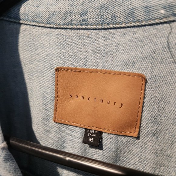 SANCTUARY Distressed & Embroidered Storm Cloud Denim Jacket - Picture 6 of 8